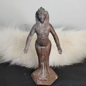 Vintage Brown and Gray Egyptian-Style Figure Statue